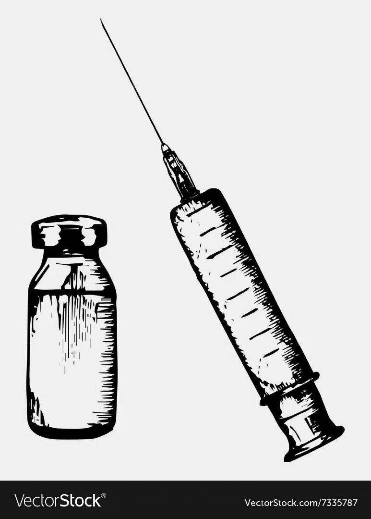 Attractive syringe with needle coloring page