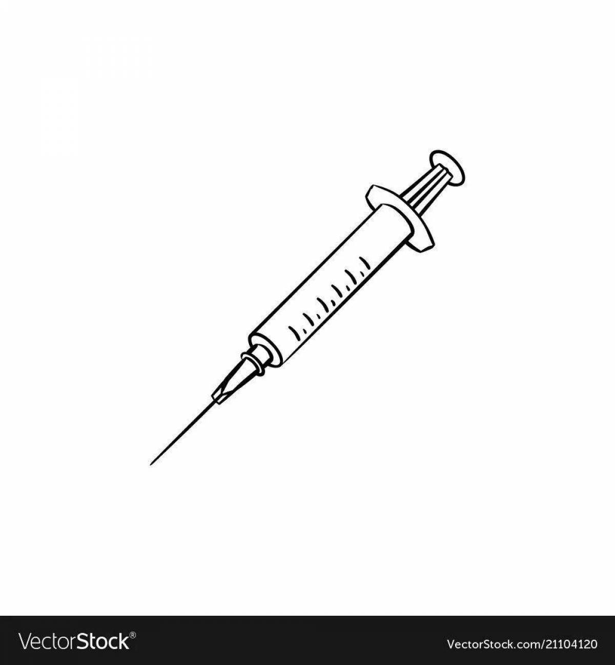 Coloring page adorable syringe with needle