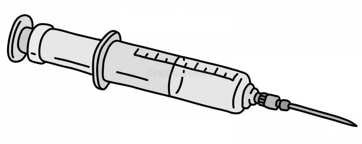 Charming syringe with needle coloring book