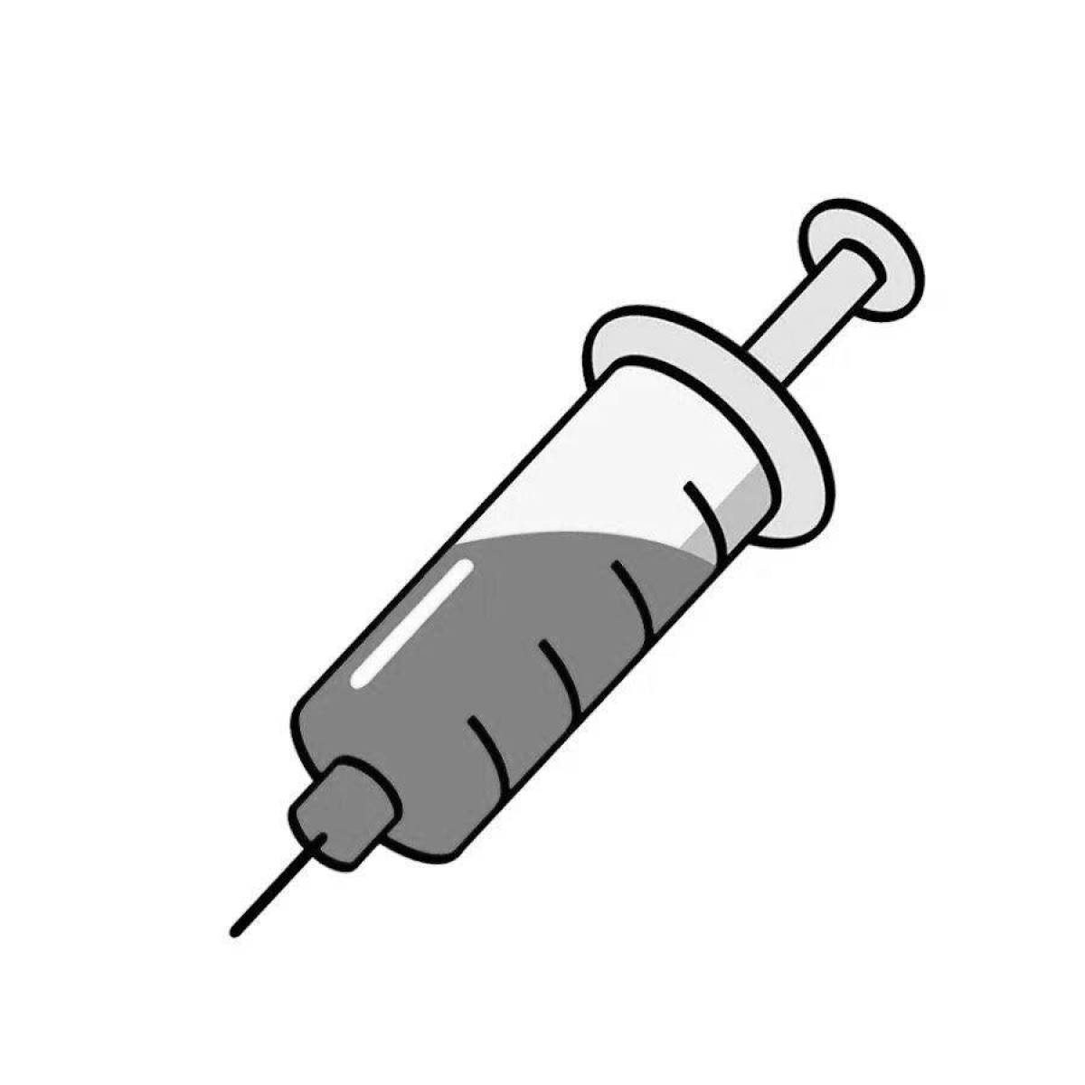 Coloring page friendly syringe with needle