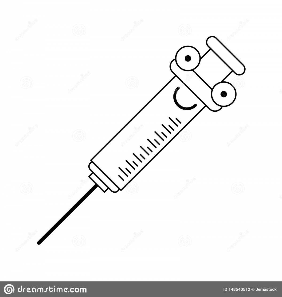 Coloring live syringe with a needle