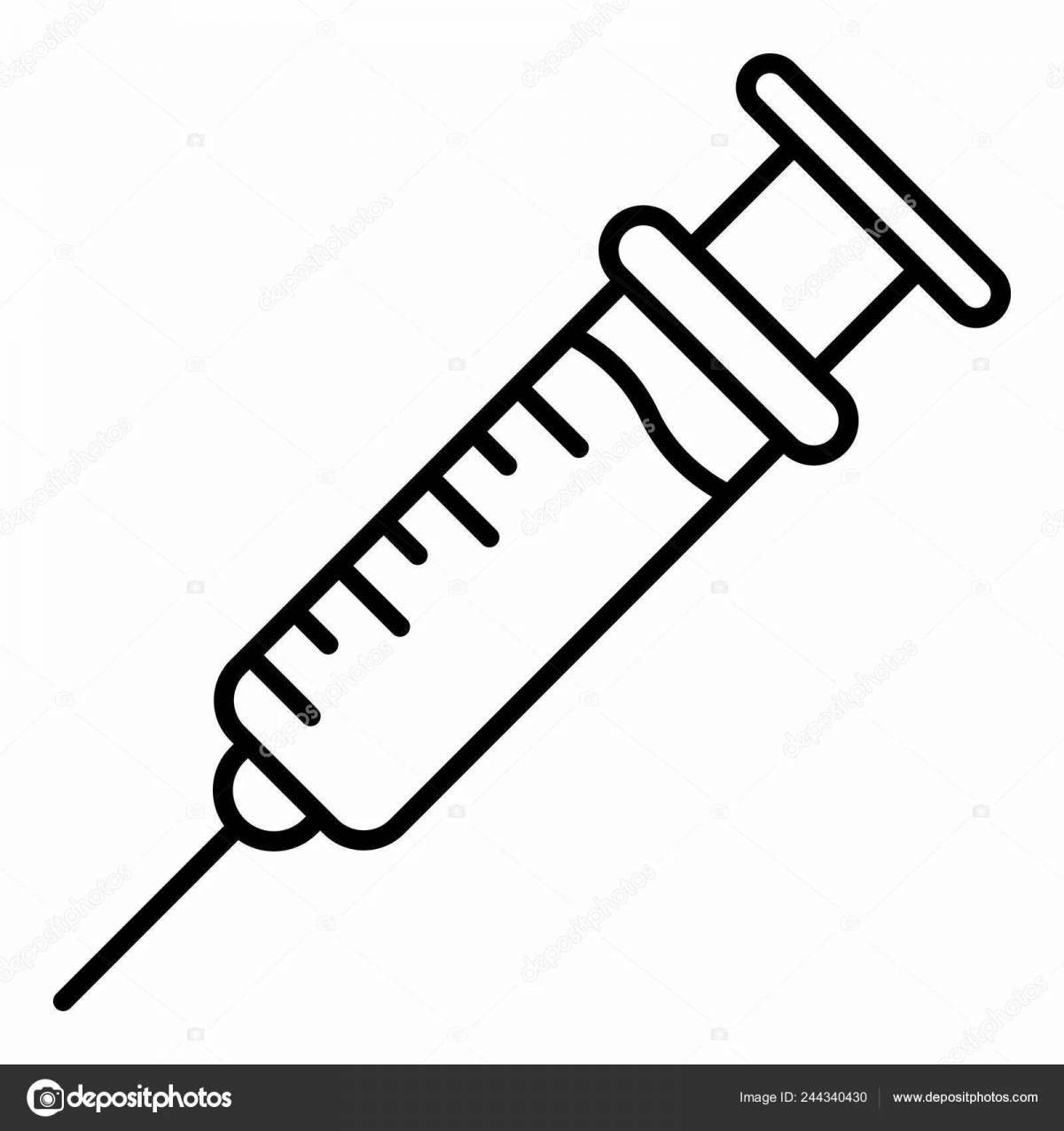 Coloring animated syringe with a needle
