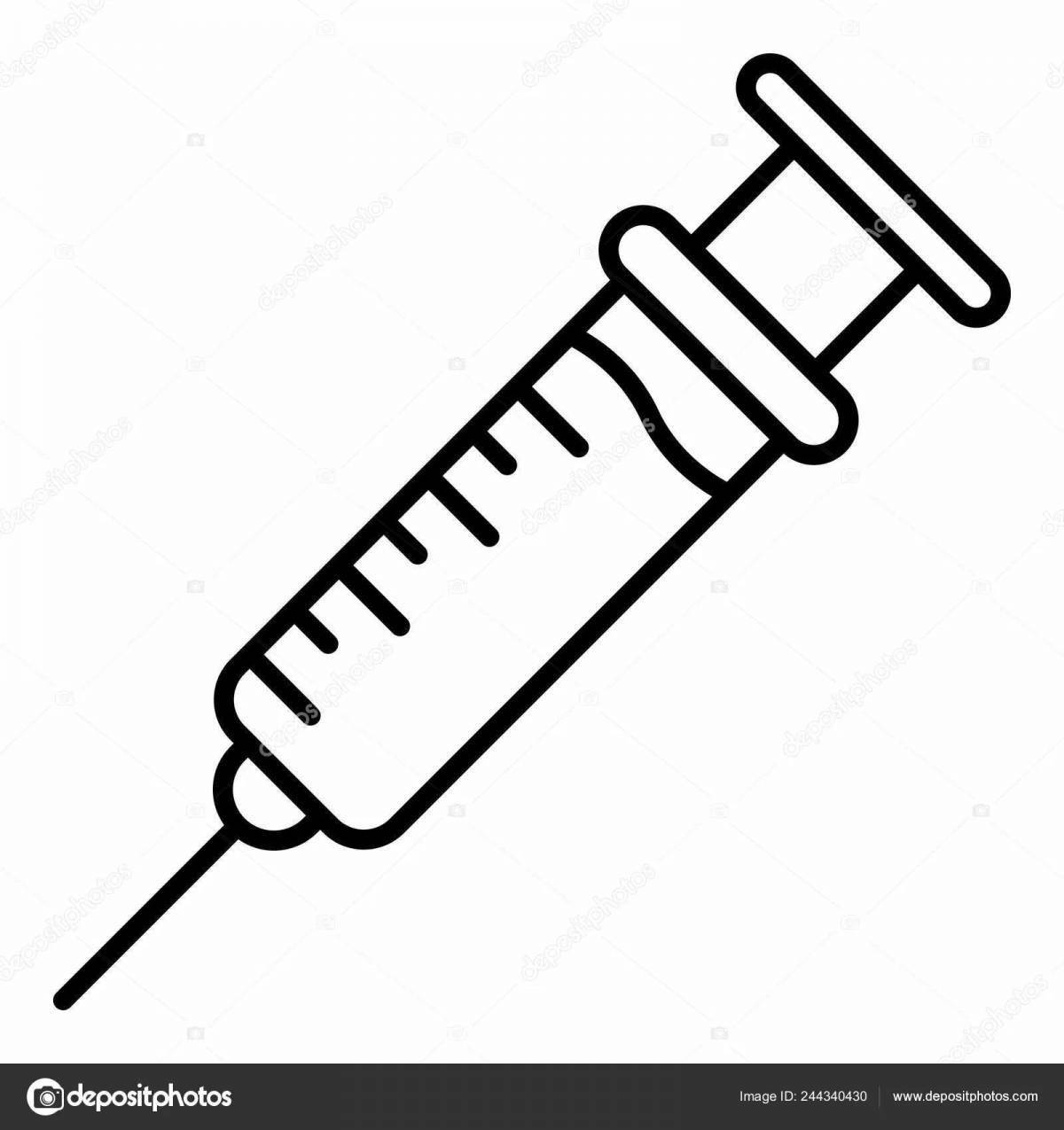 Раскраска анимированный шприц с иглой