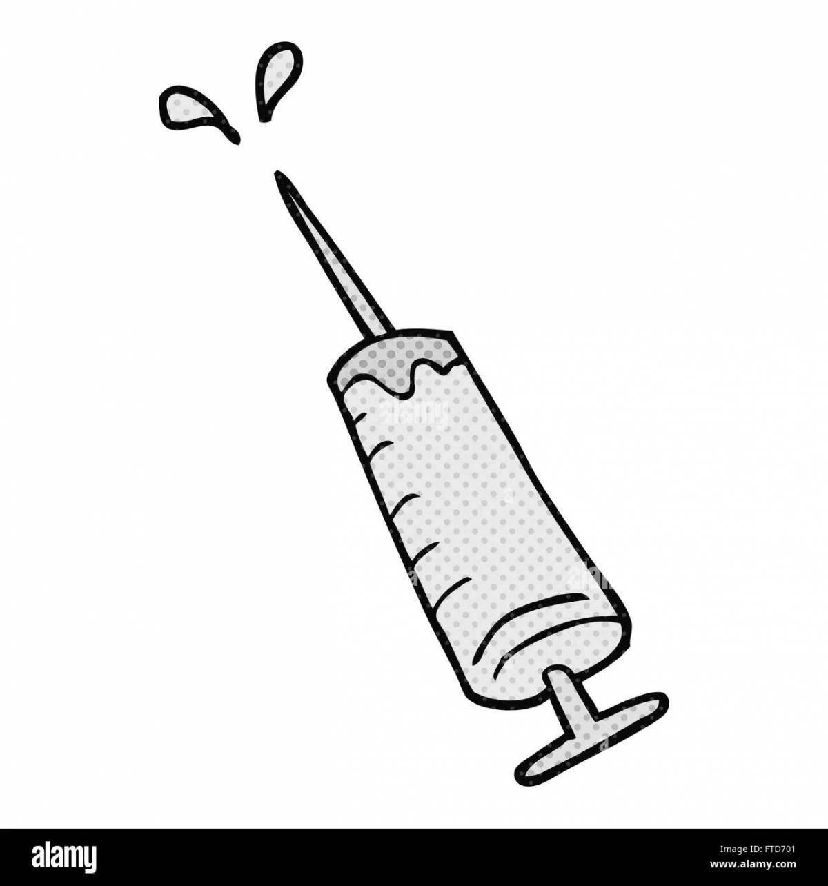 Coloring page fancy syringe with needle