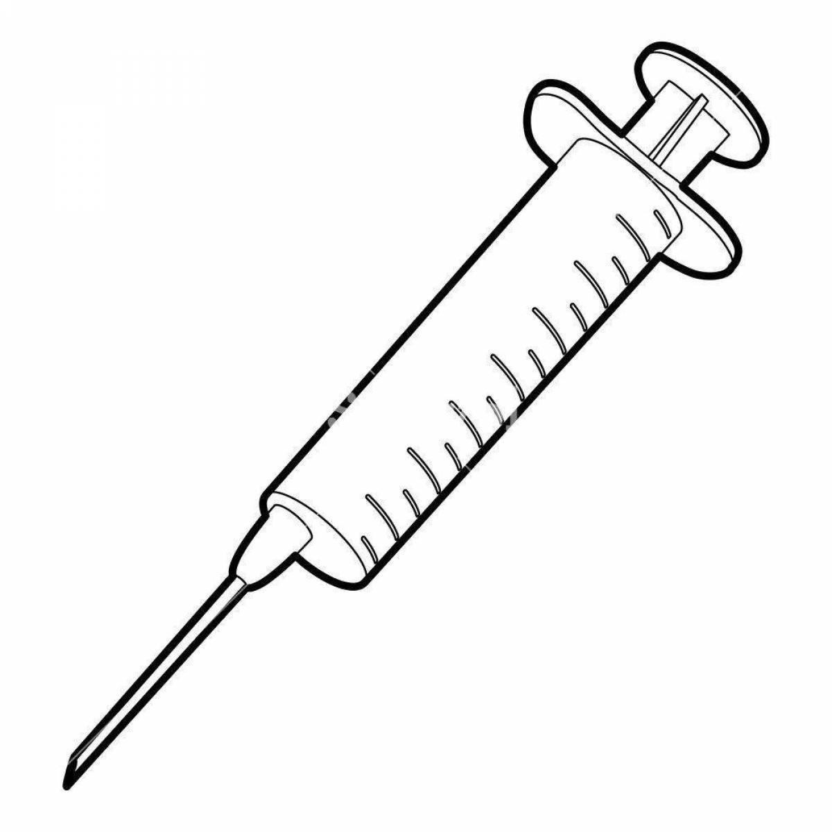 Humorous syringe with needle coloring book