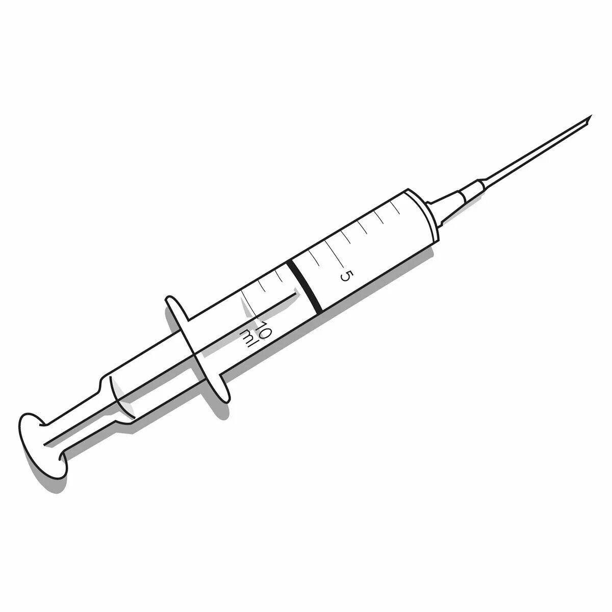 Coloring comic syringe with needle