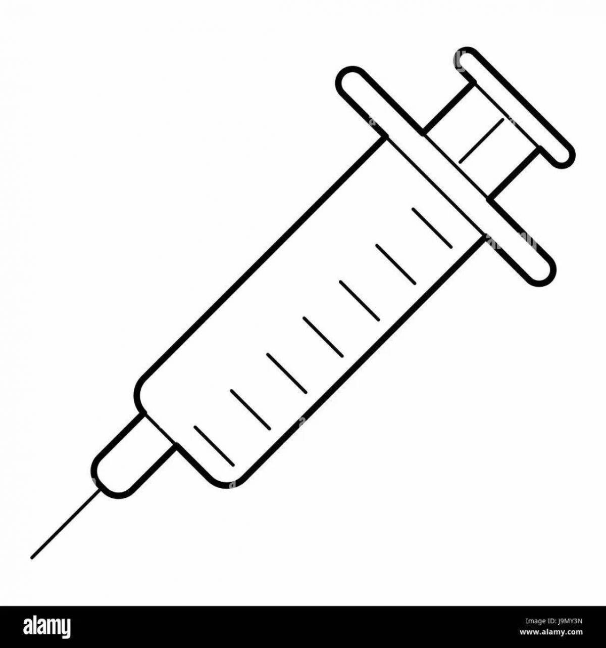 Coloring page witty syringe with needle