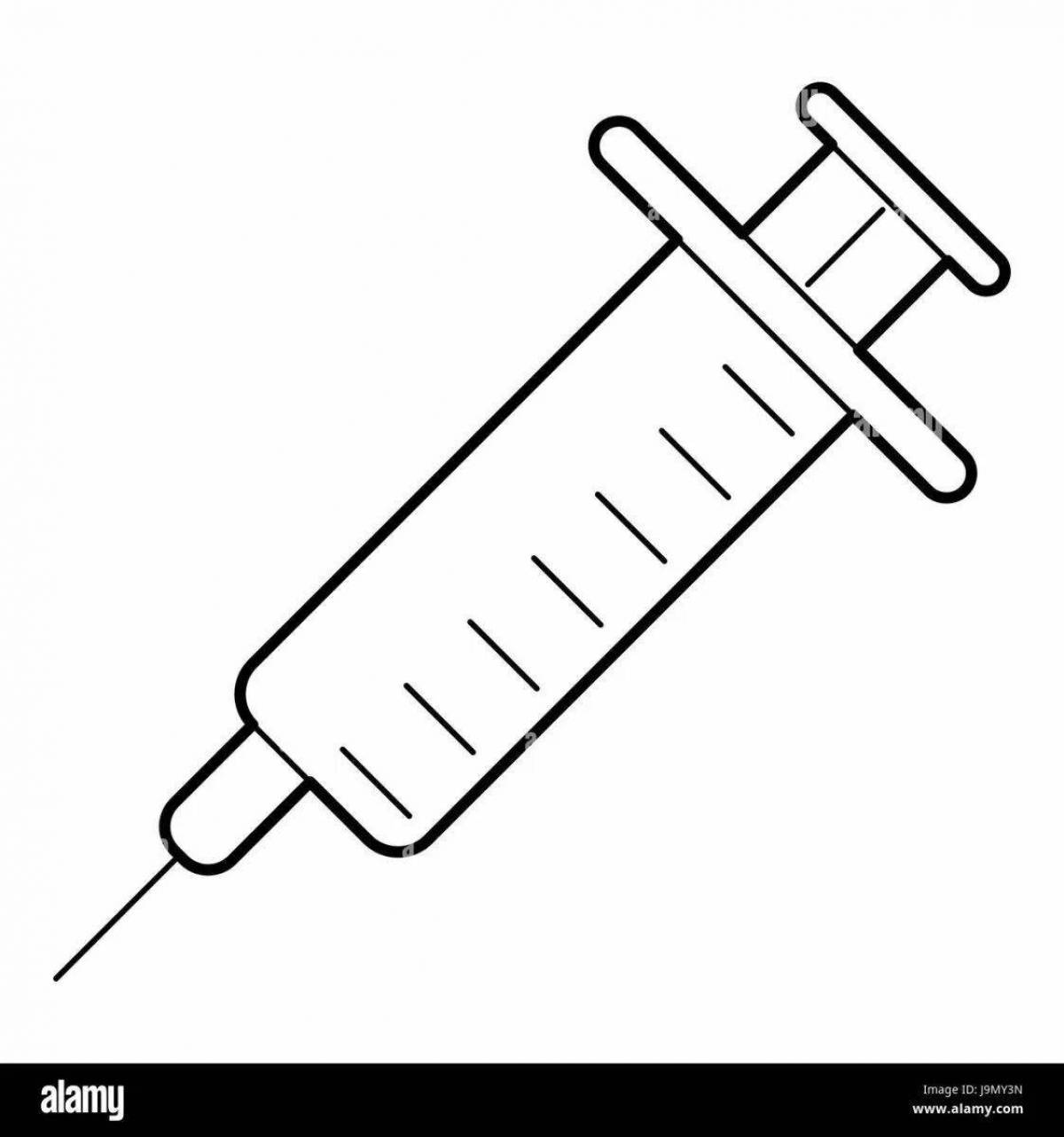 Раскраска остроумный шприц с иглой