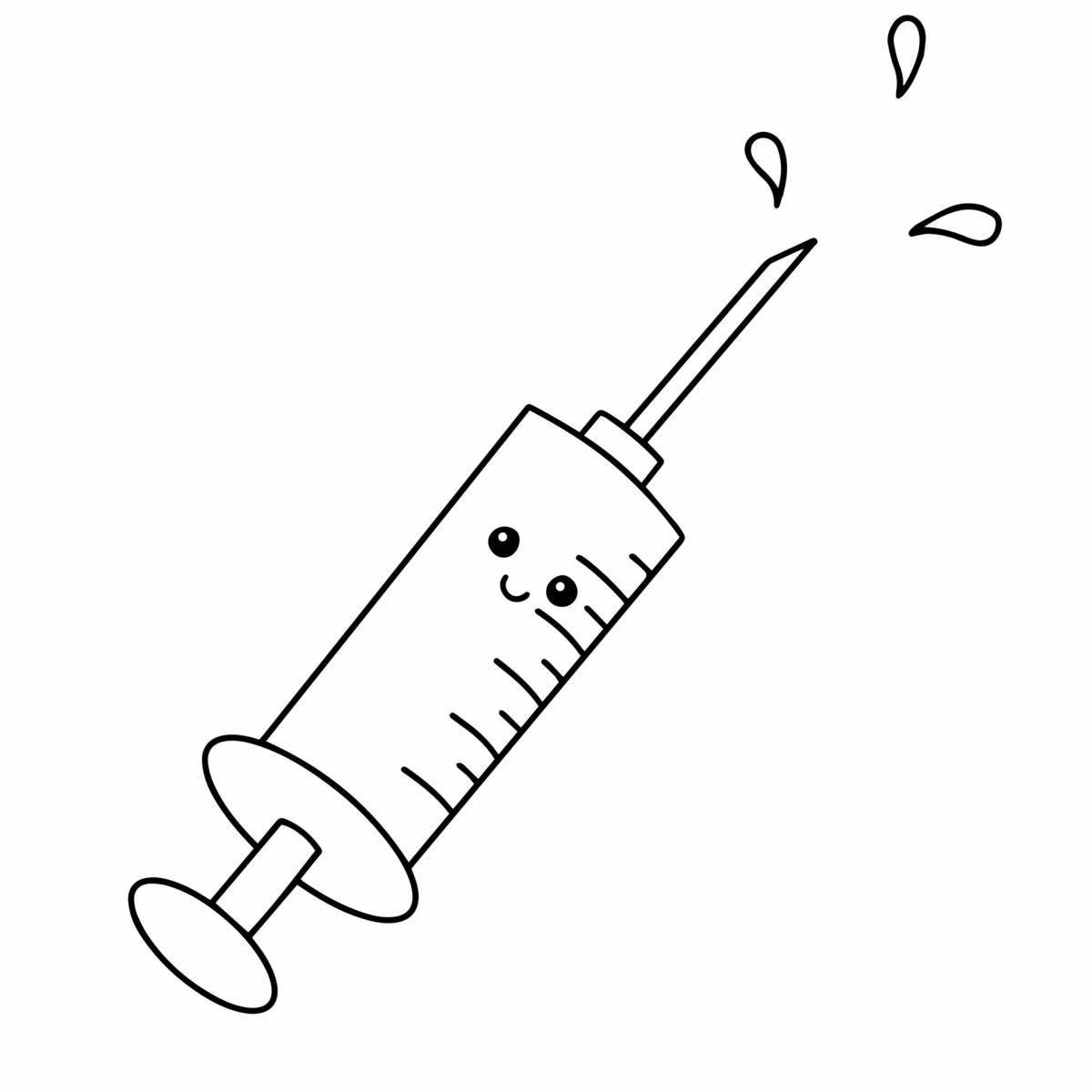 Impressive syringe with needle coloring page