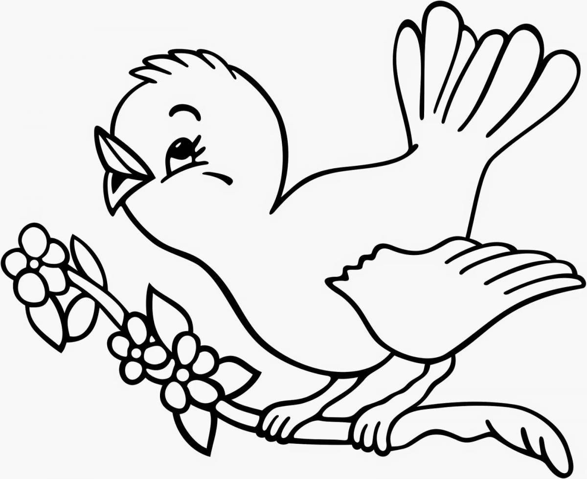 Colorful bird coloring page for kids