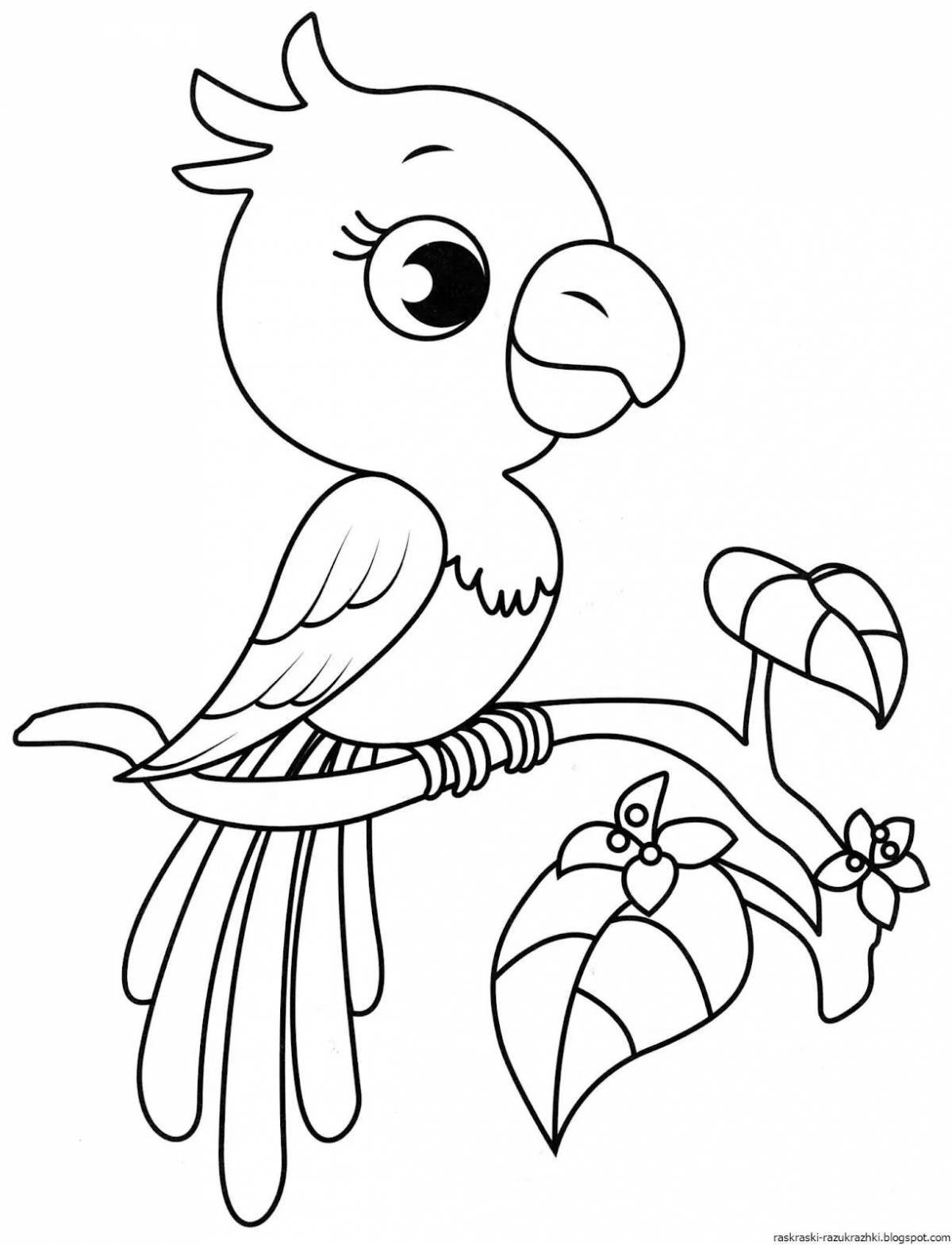 Веселая птичка-раскраска для малышей