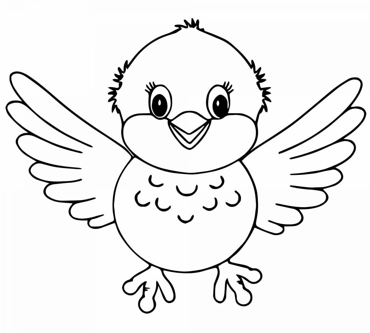 Милая птичка-раскраска для детей