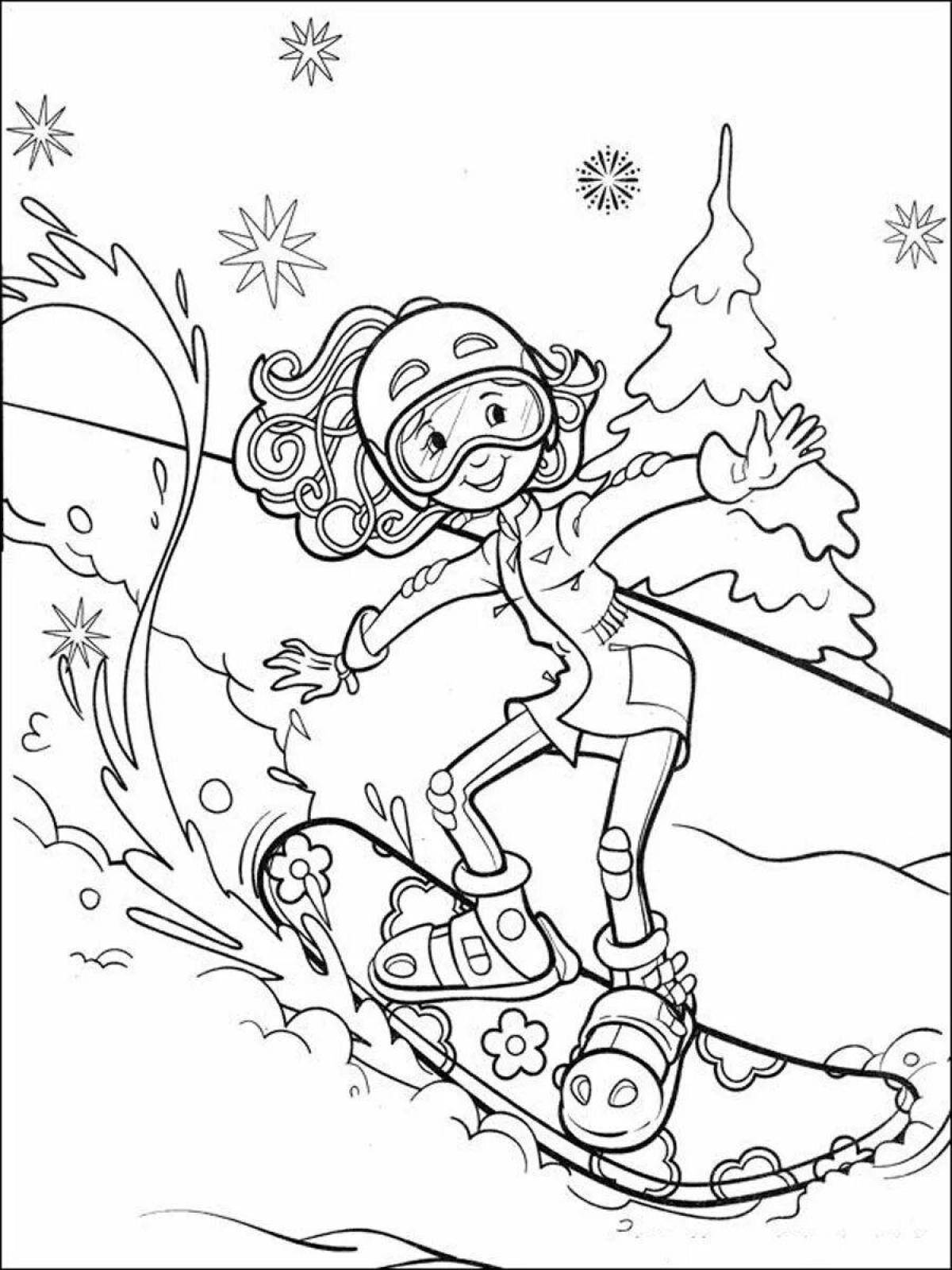 Fun coloring by numbers winter sports