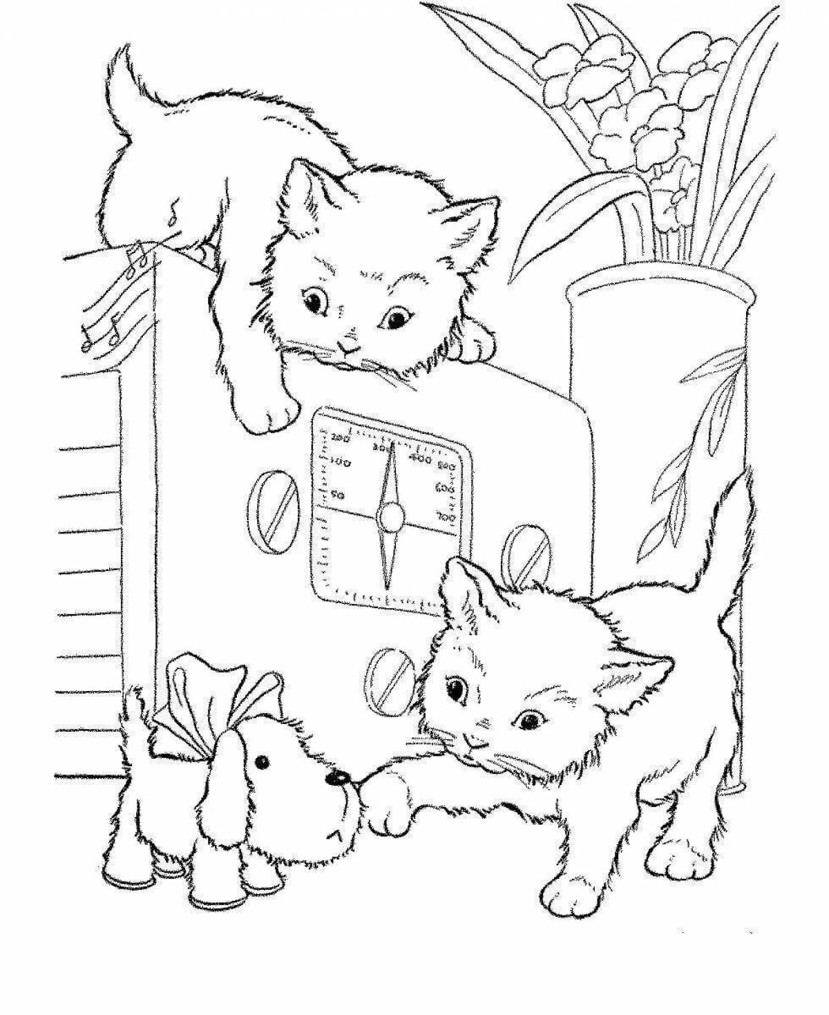 Precious coloring book for girls, cats and kittens