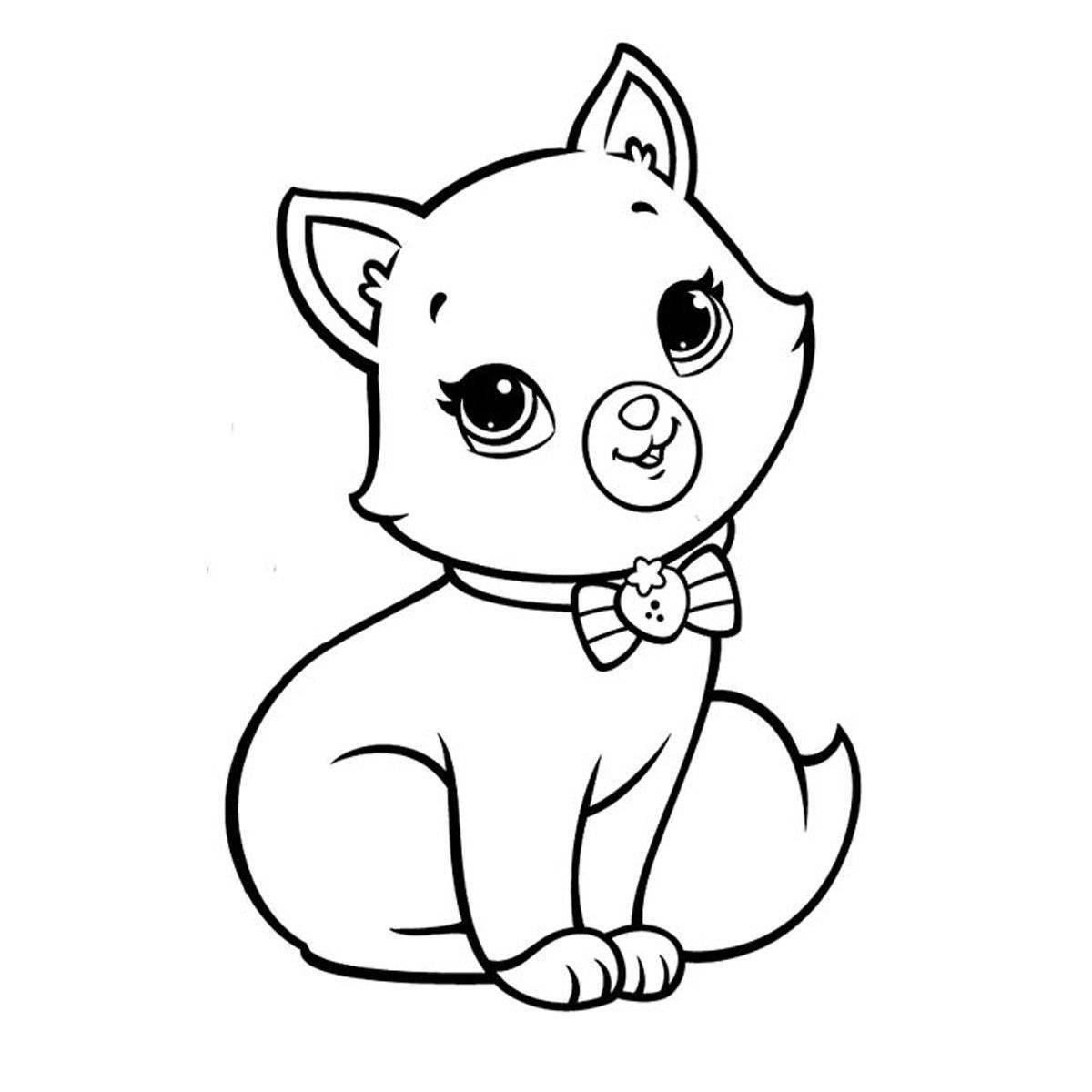 Cute coloring book for girls, cats and kittens
