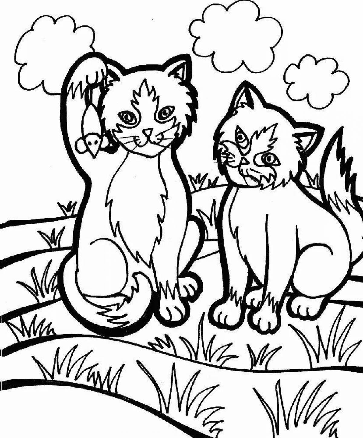 Игривая раскраска для девочек кошки и котята
