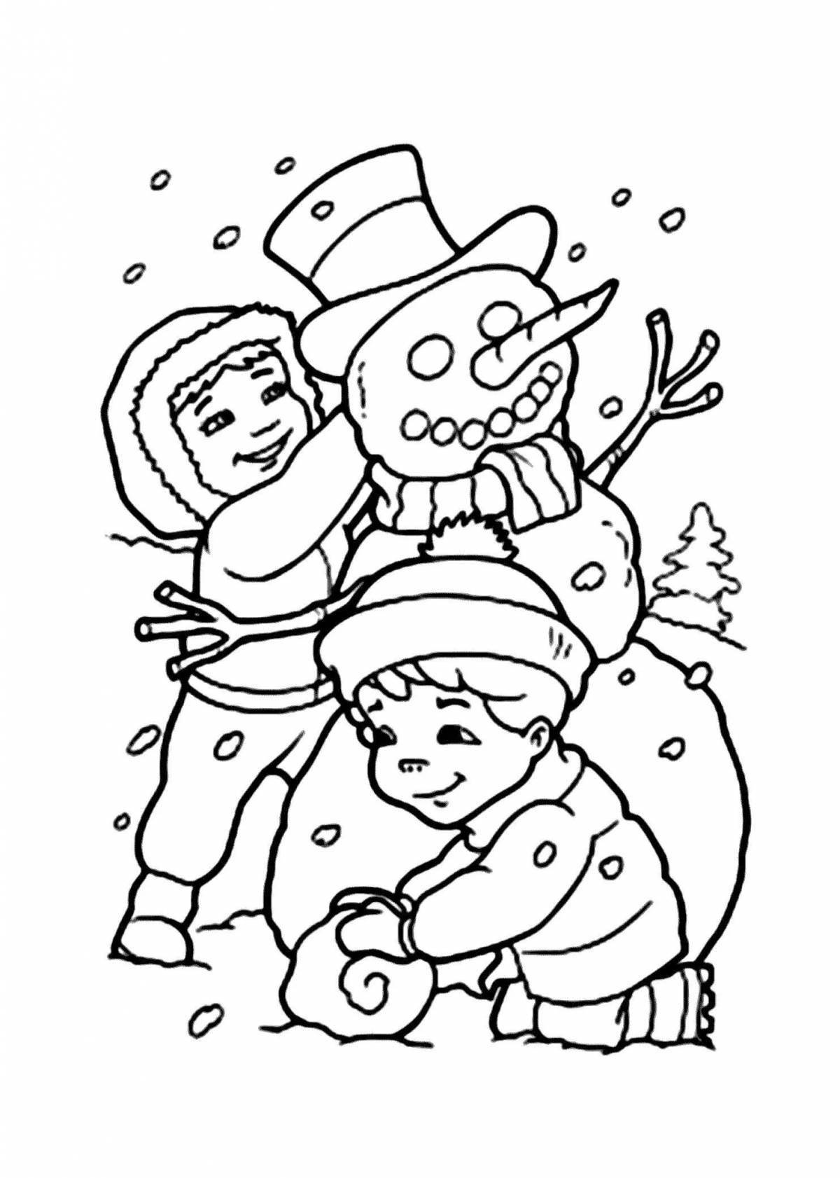 Live winter coloring book for children 6-7 years old