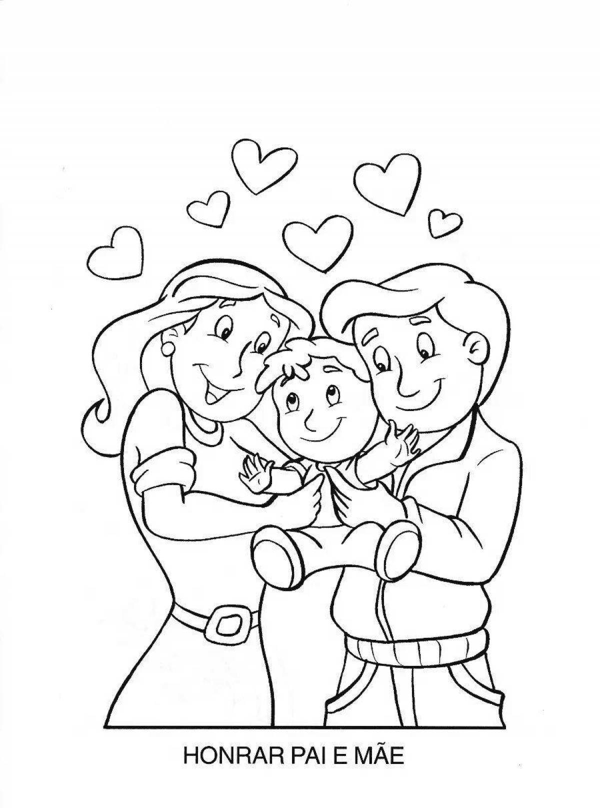 Inspiring coloring day of family love and fidelity