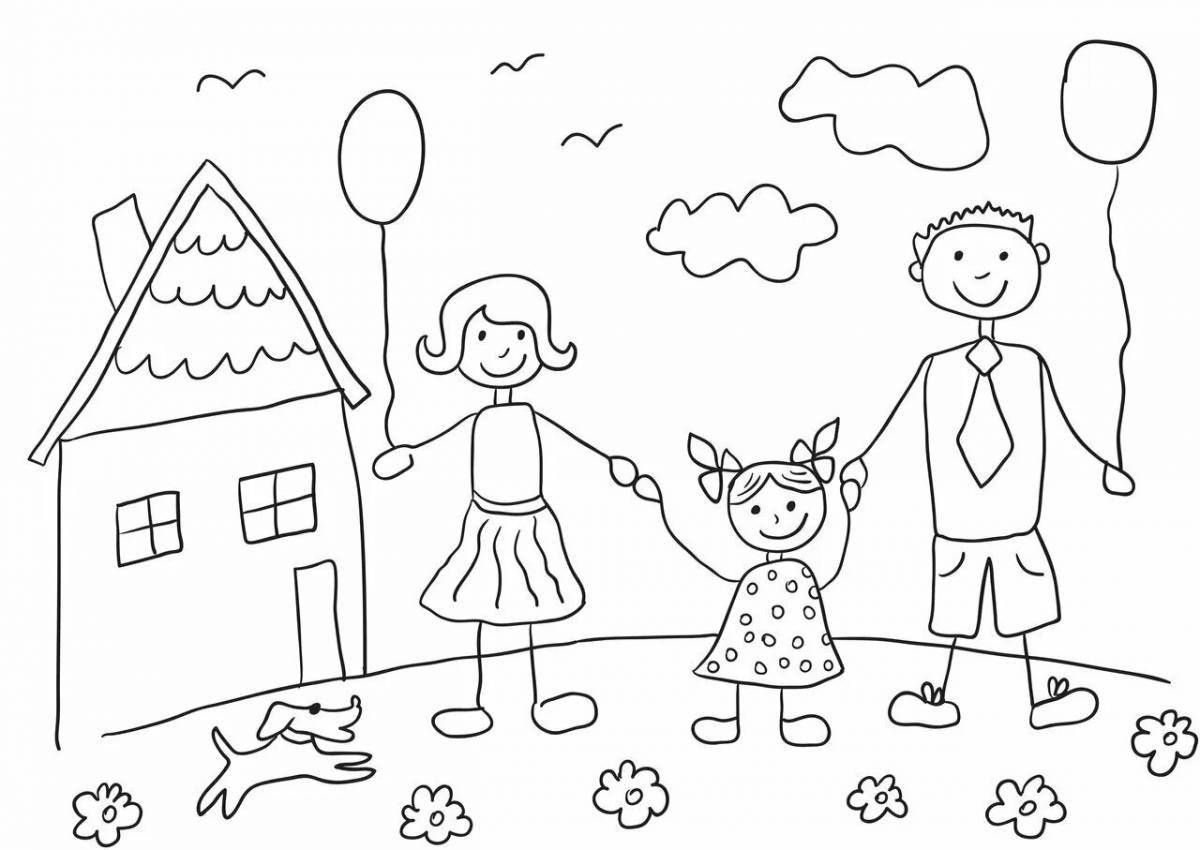 Charming coloring day of family love and fidelity