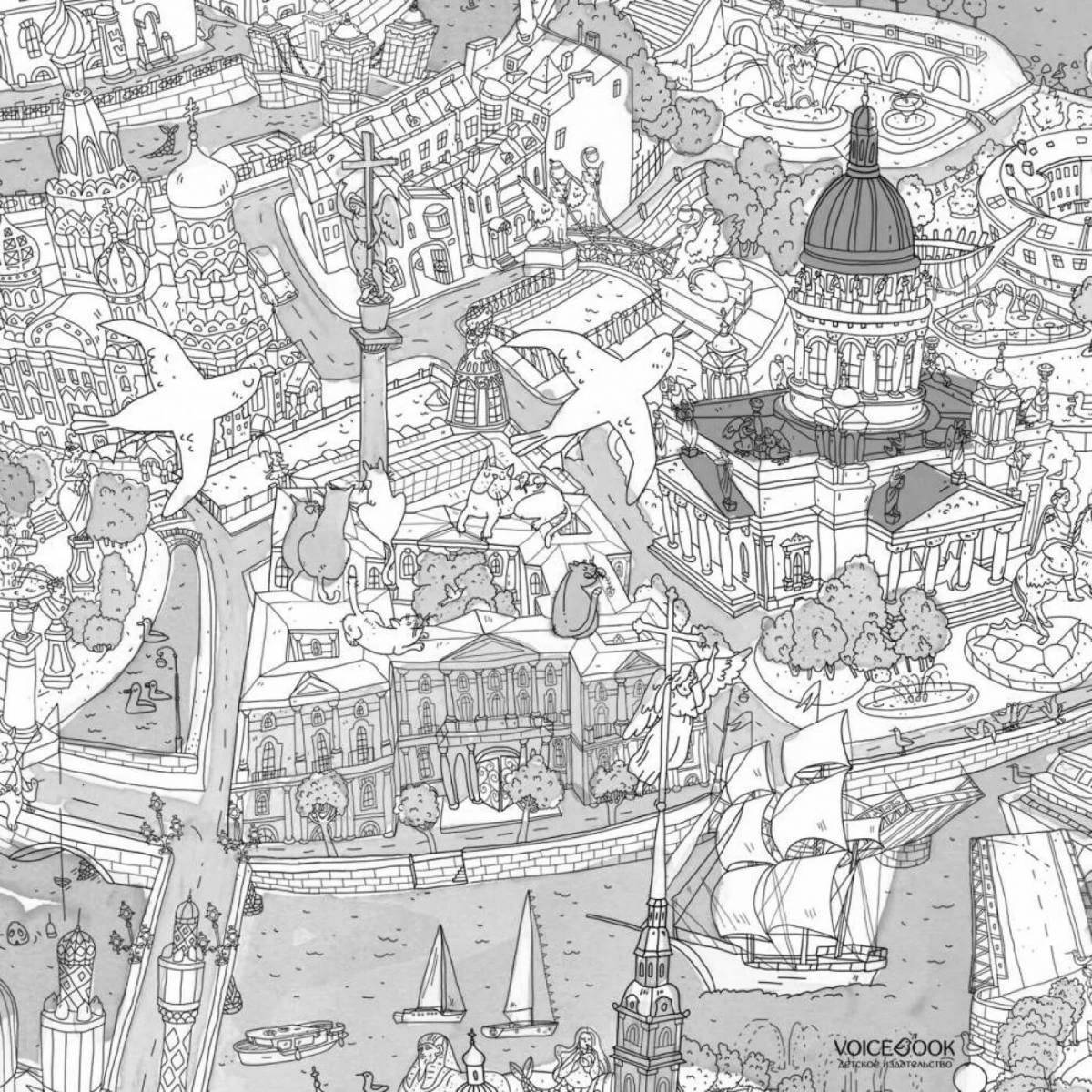 Awesome coloring map of st. petersburg