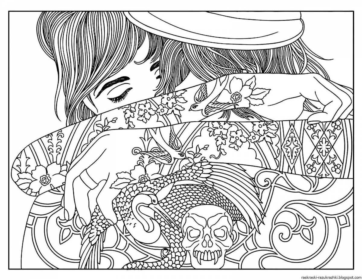 Inviting anti-stress coloring book for adults