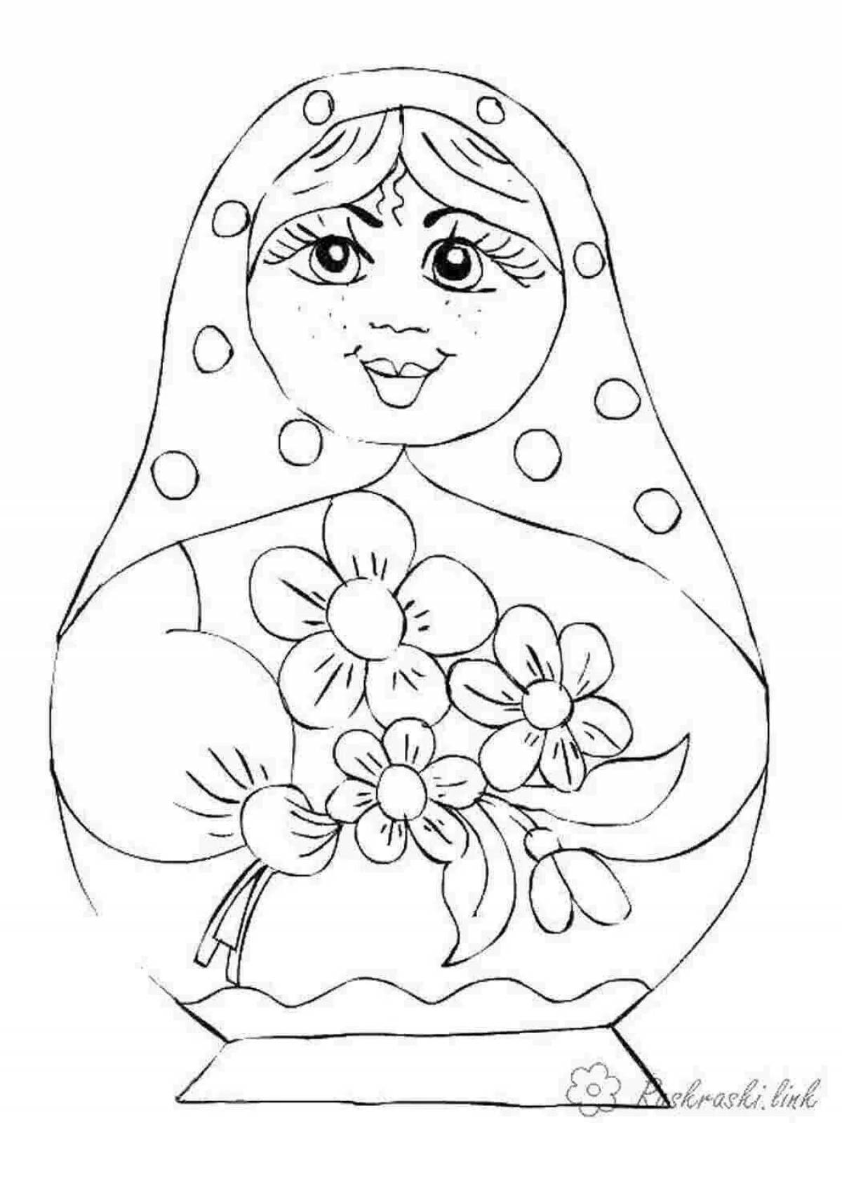 Fun coloring matryoshka for preschoolers