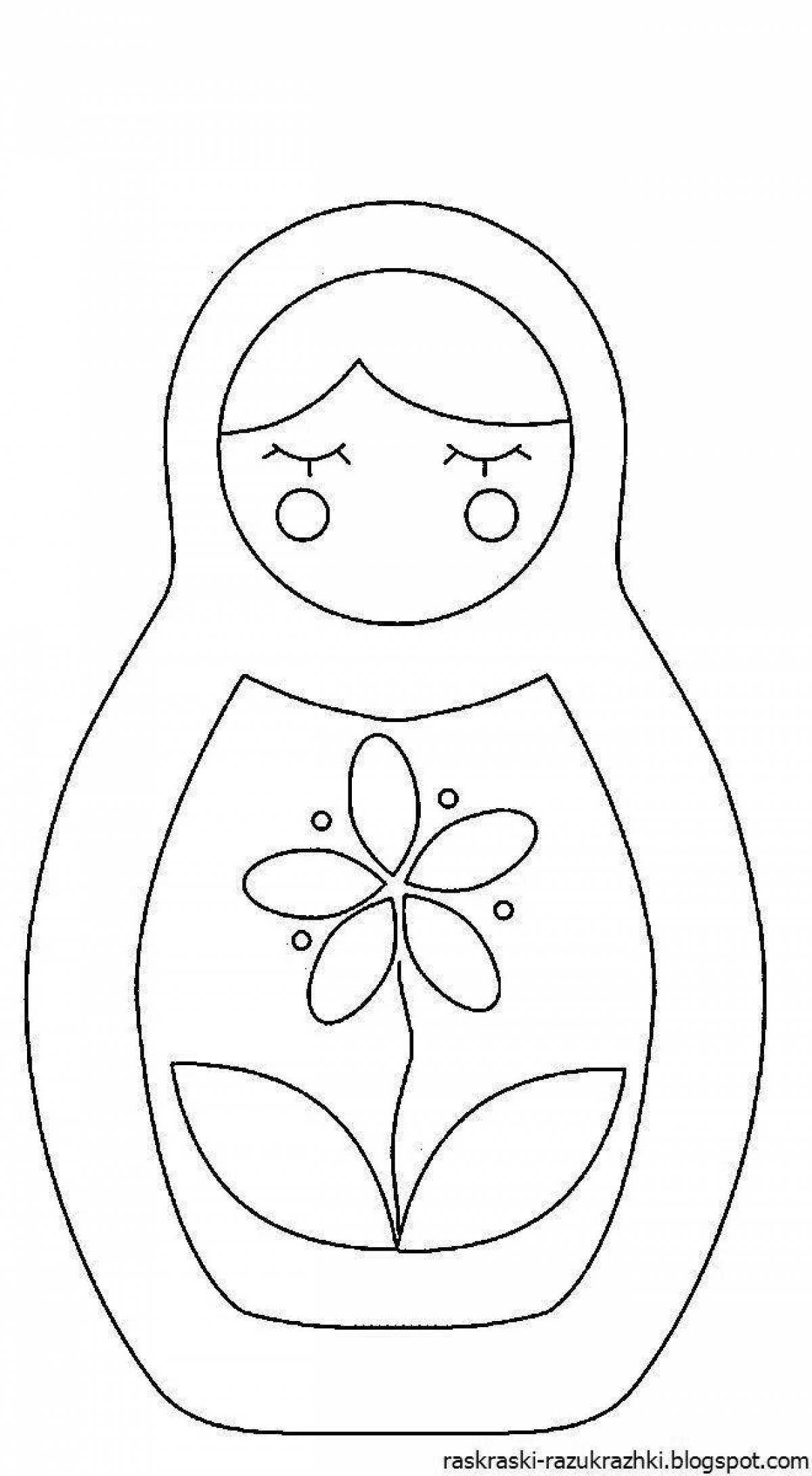 Coloring matryoshka doll for 3 year olds