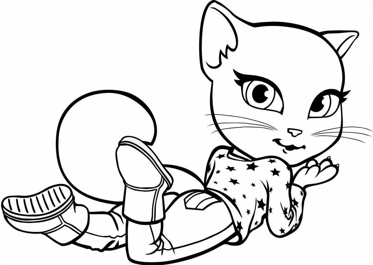 Раскраска гламурная кошка анджела