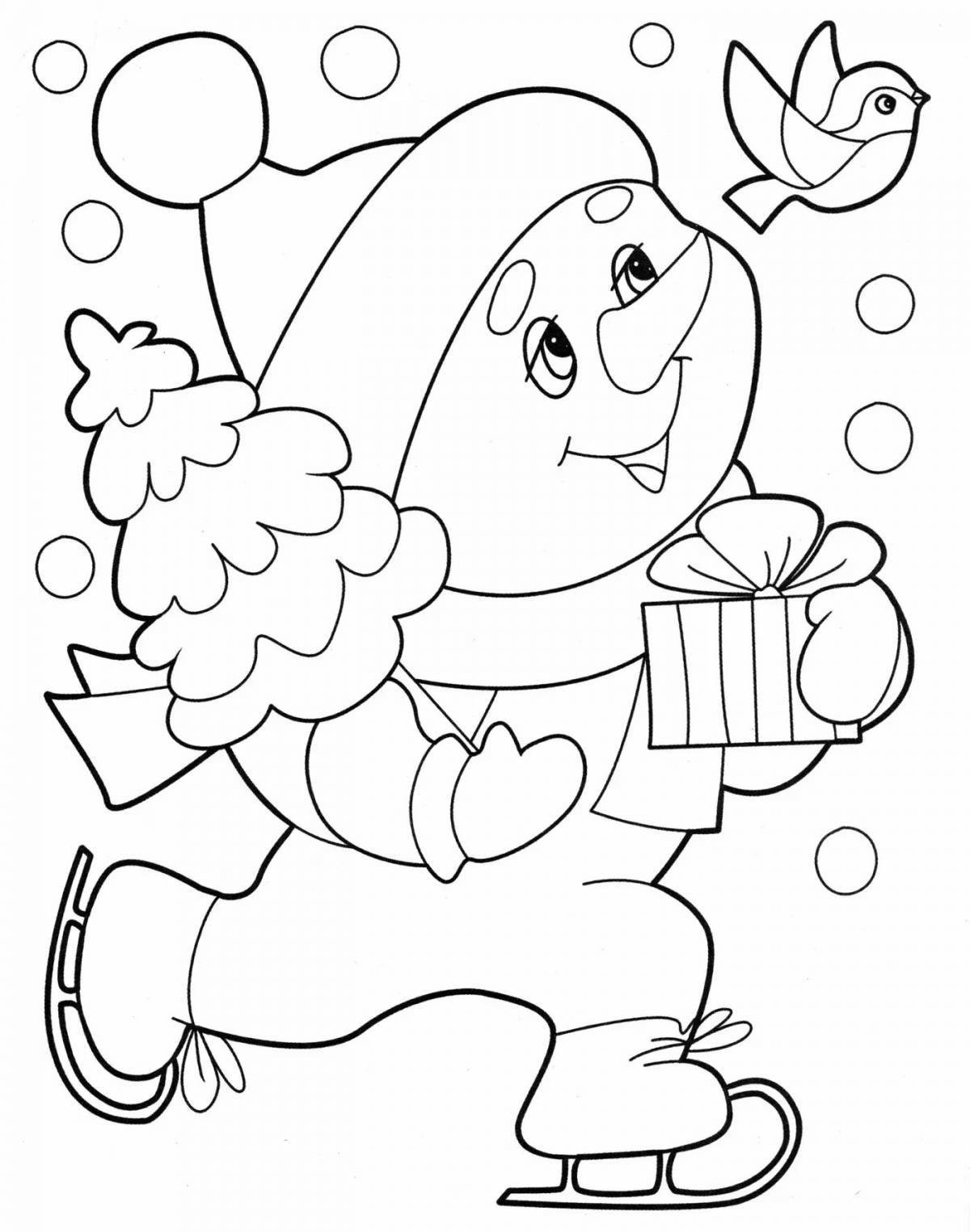 Exciting snowman skating coloring book for kids