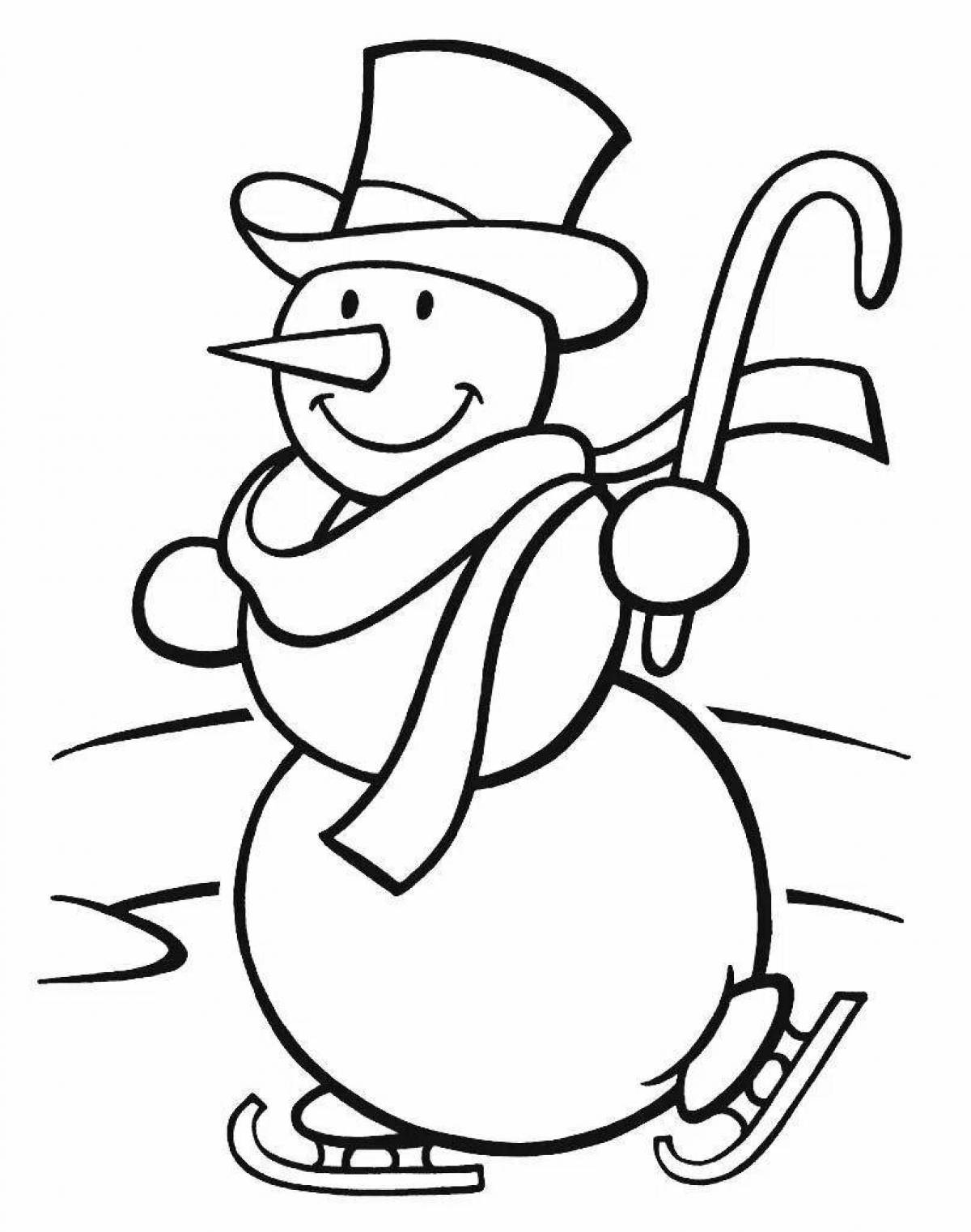 Irresistible snowman skating coloring book for kids