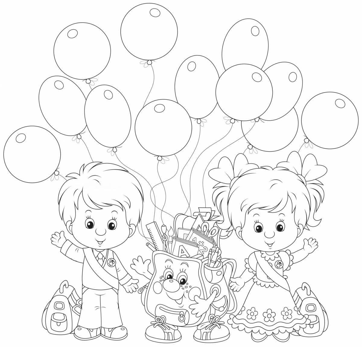 Фото Радостный детский сад с днем ​​​​рождения раскраска страница
