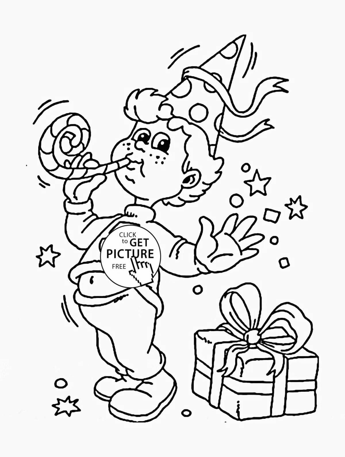 Exuberant happy birthday kindergarten coloring page