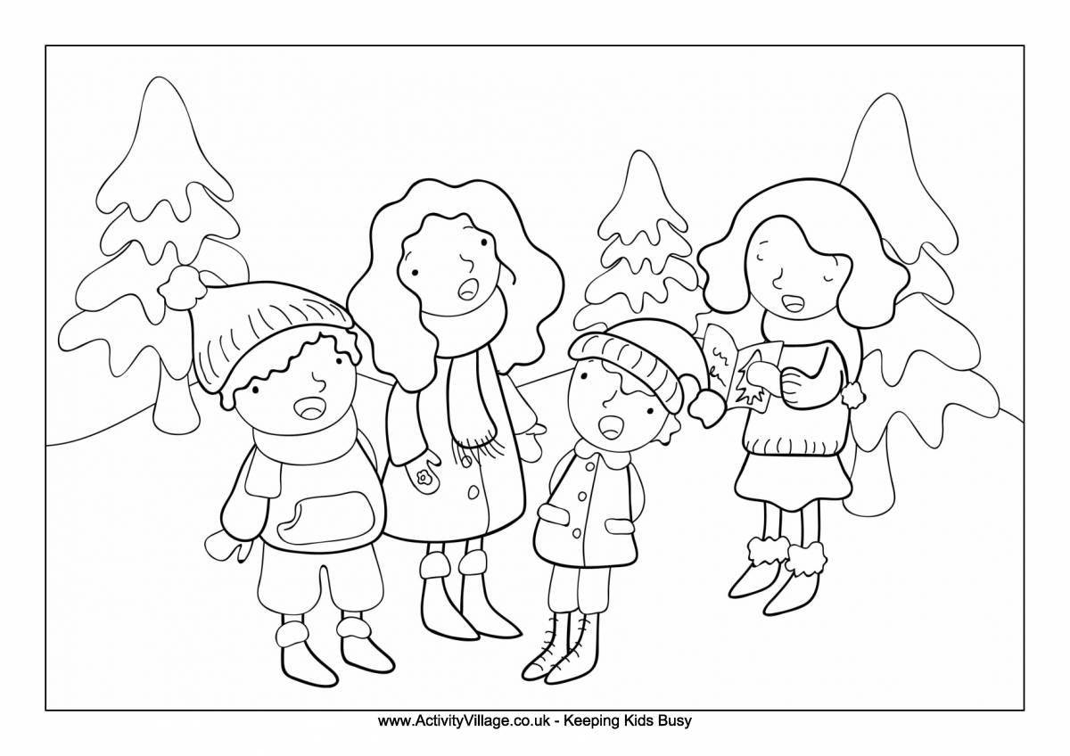 Fancy caroling coloring