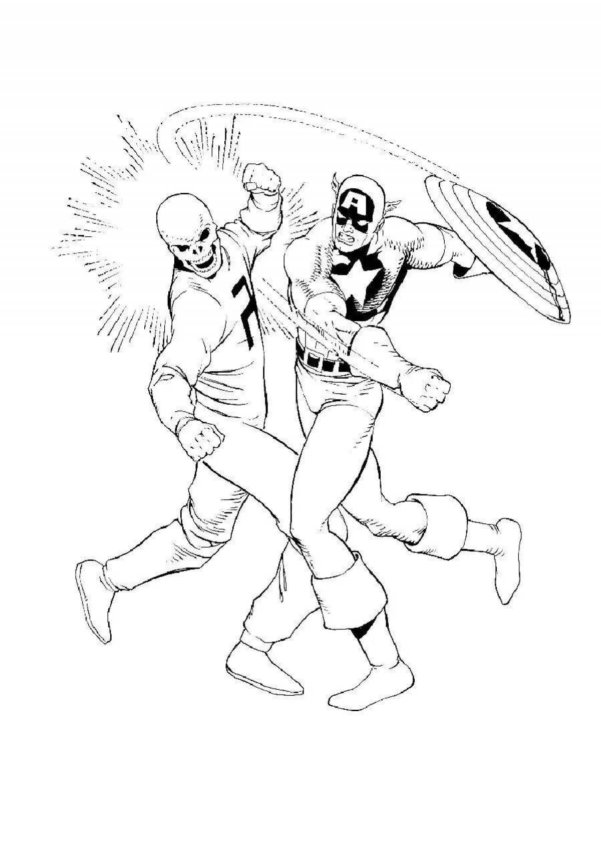 Brave spiderman and captain america coloring book