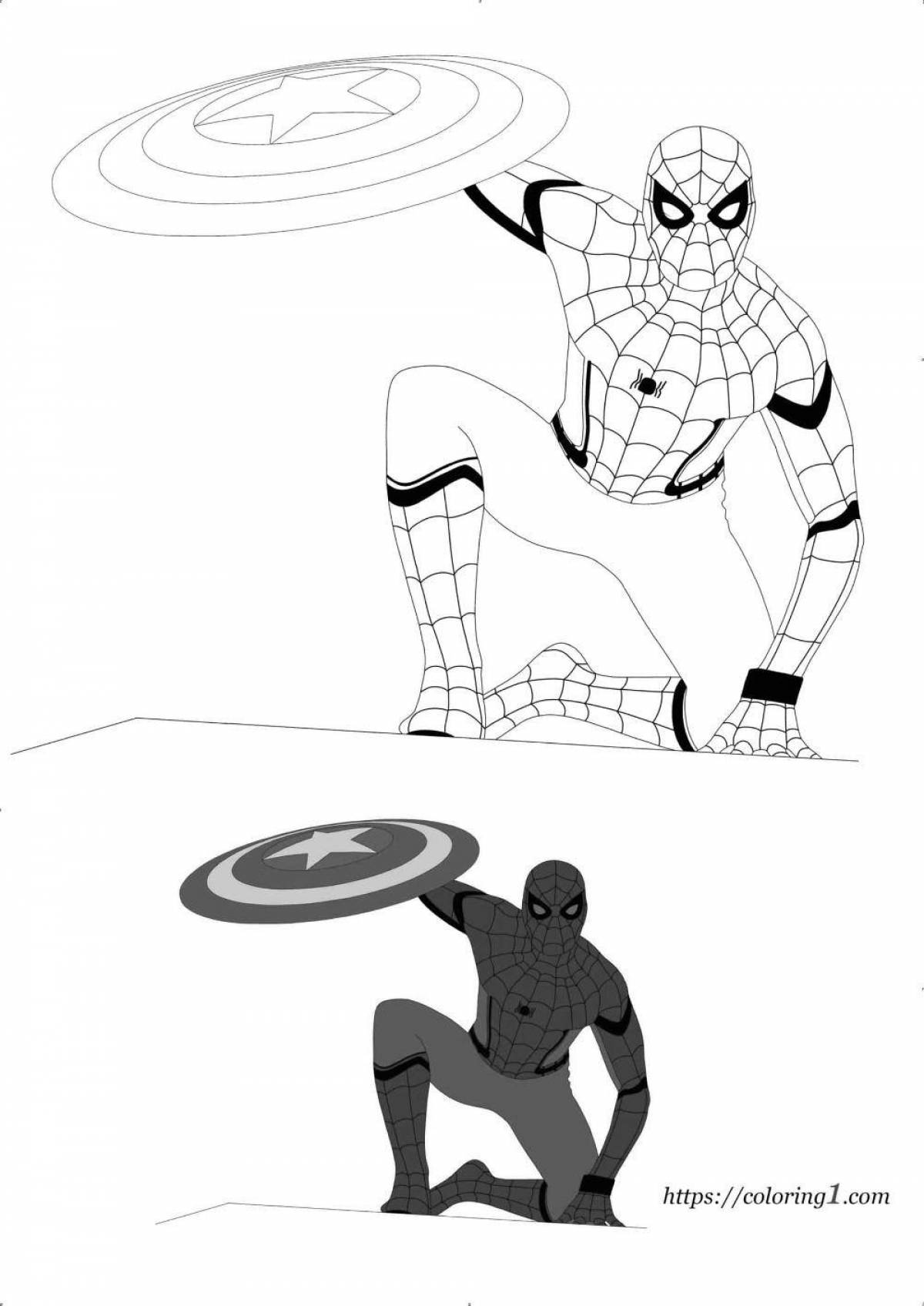 Spiderman and captain america coloring page