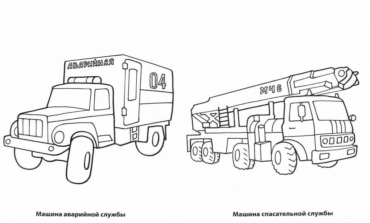 Tempting special purpose vehicles coloring page