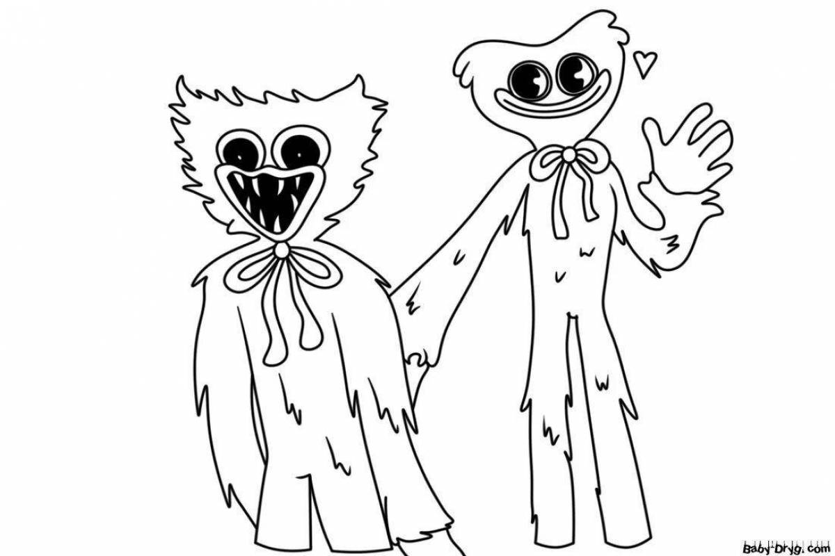Radiant coloring page of killy willy brother huggie waggie