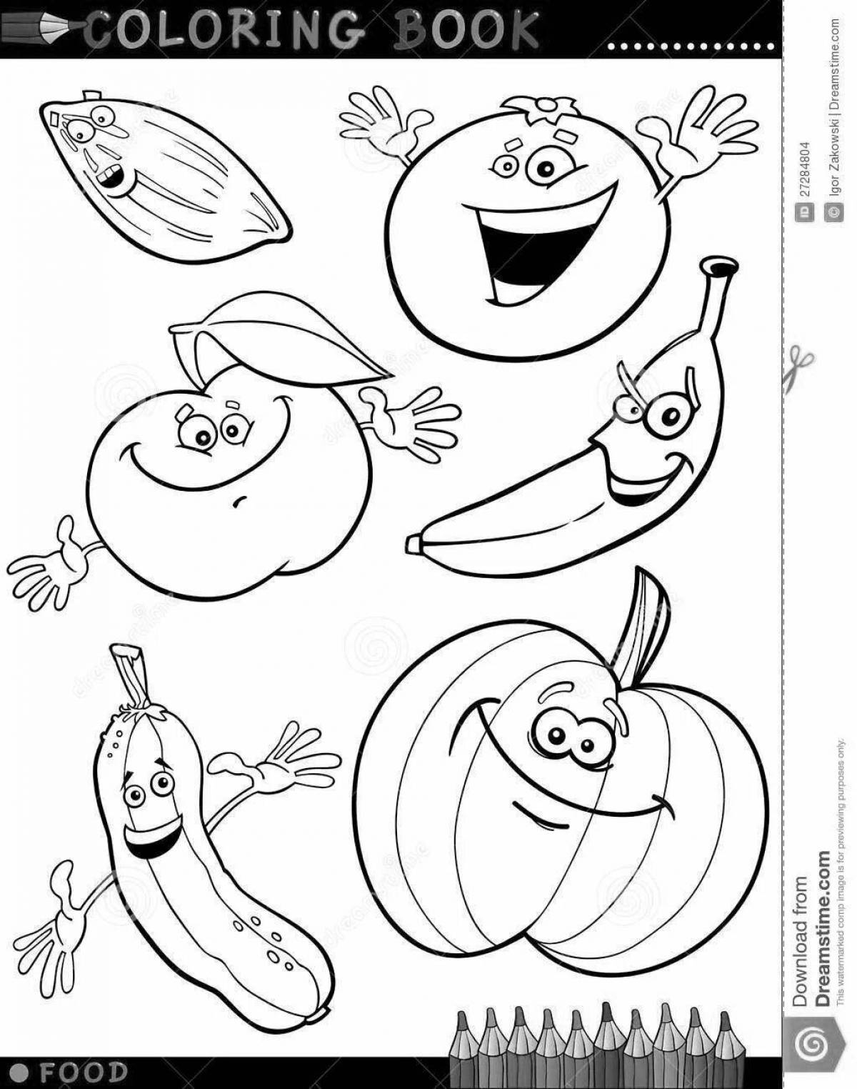 Раскраска Питательная раскраска здоровые фрукты и овощи