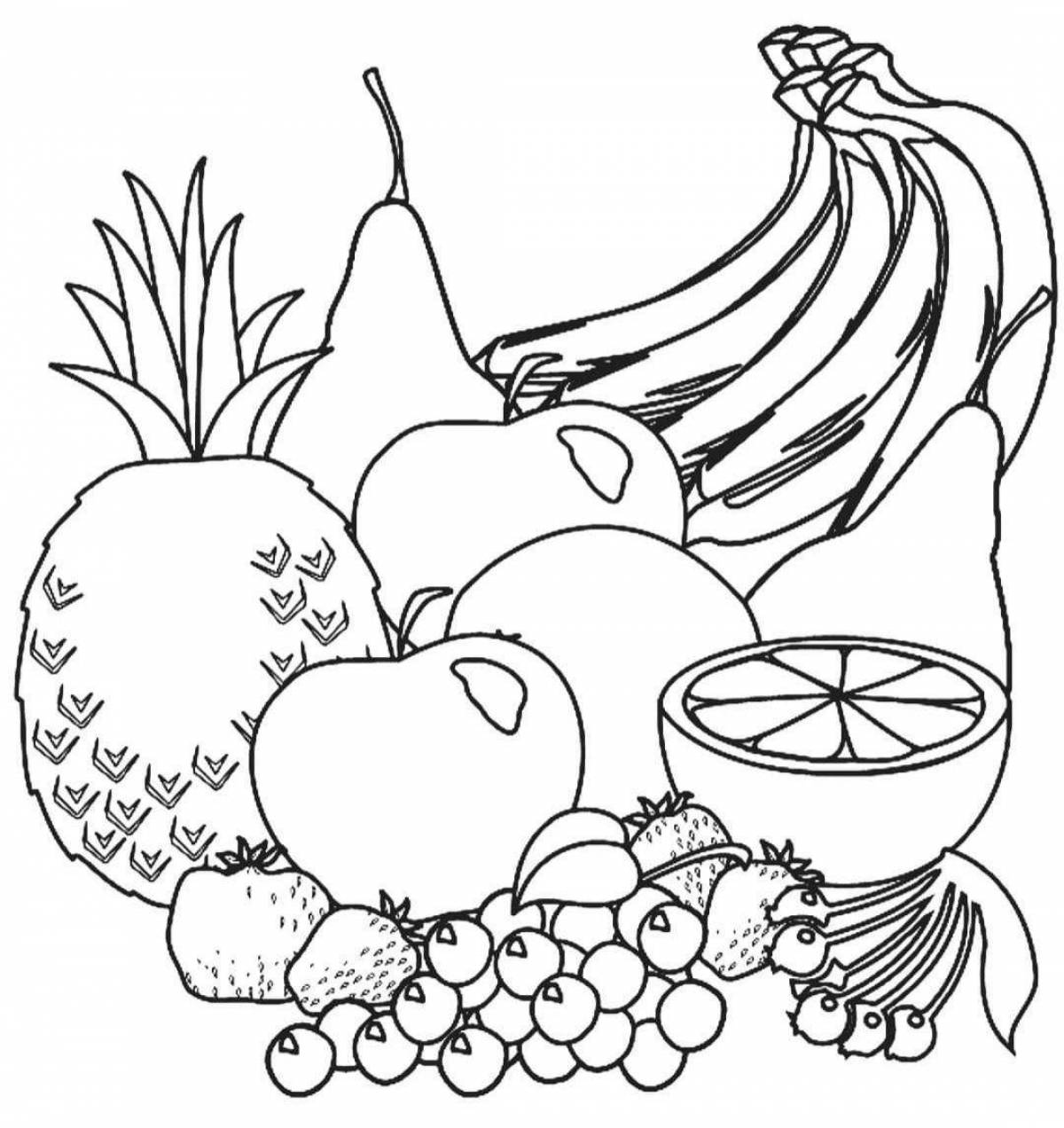 Живая раскраска здоровые фрукты и овощи