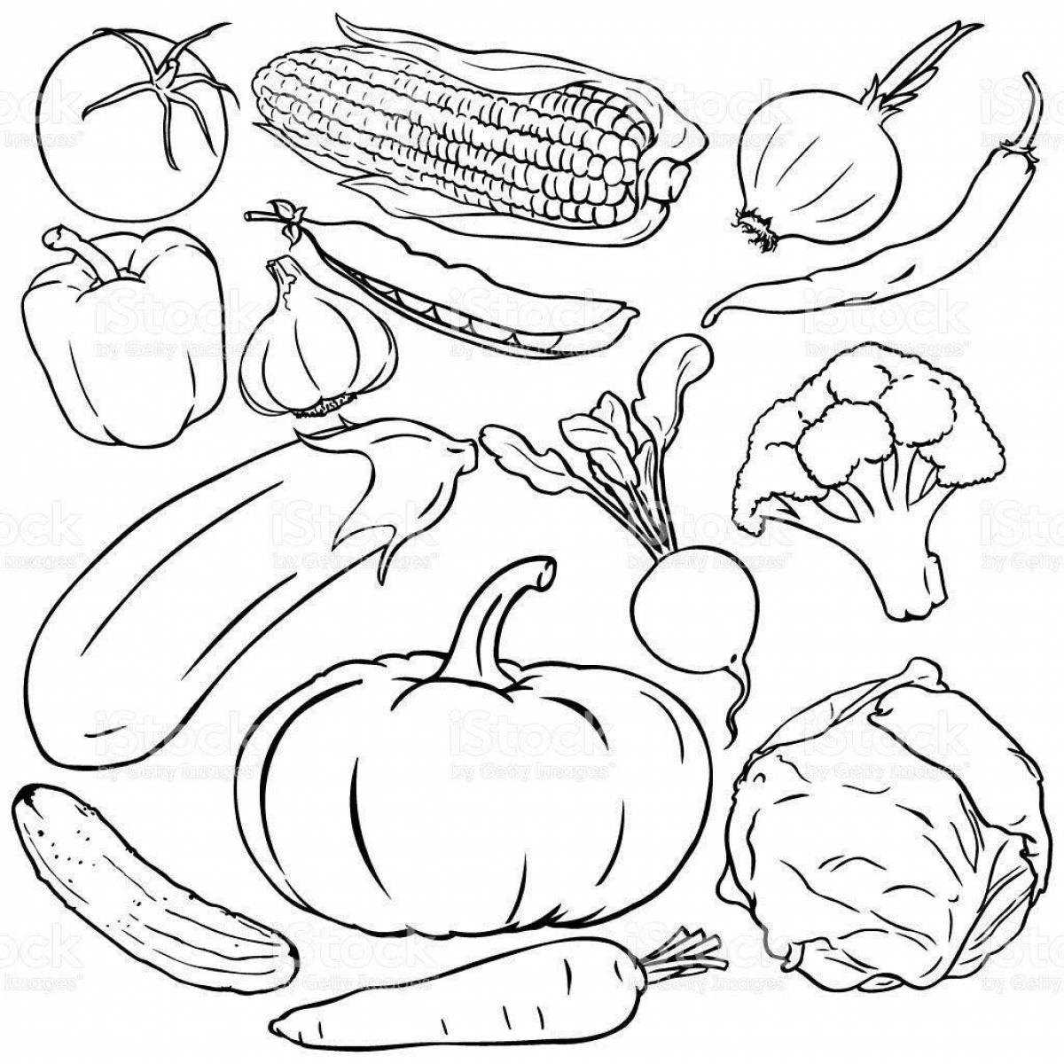 Раскраска Привлекательная раскраска здоровые фрукты и овощи