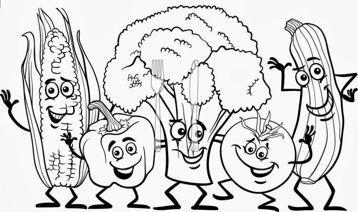 Раскраска Очаровательная раскраска здоровые фрукты и овощи
