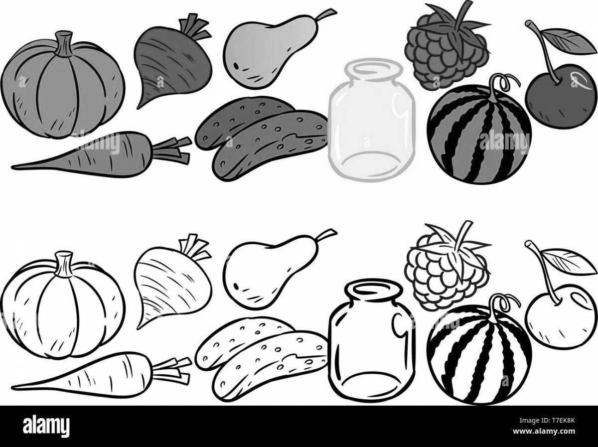 Radiant coloring page здоровые фрукты и овощи