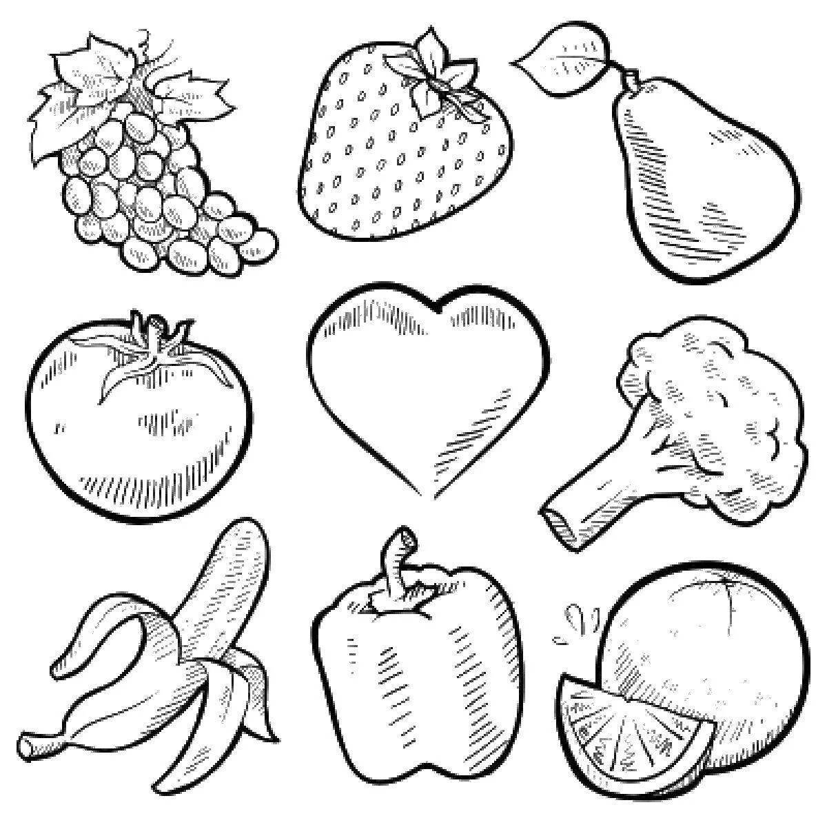 Здоровые раскраски здоровые фрукты и овощи