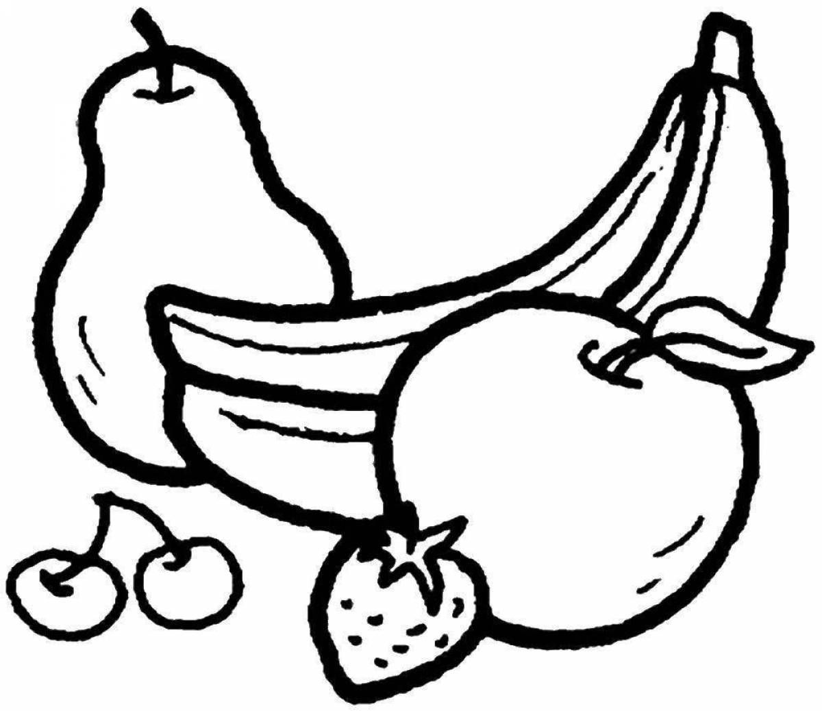 Playful fruit and vegetable coloring page