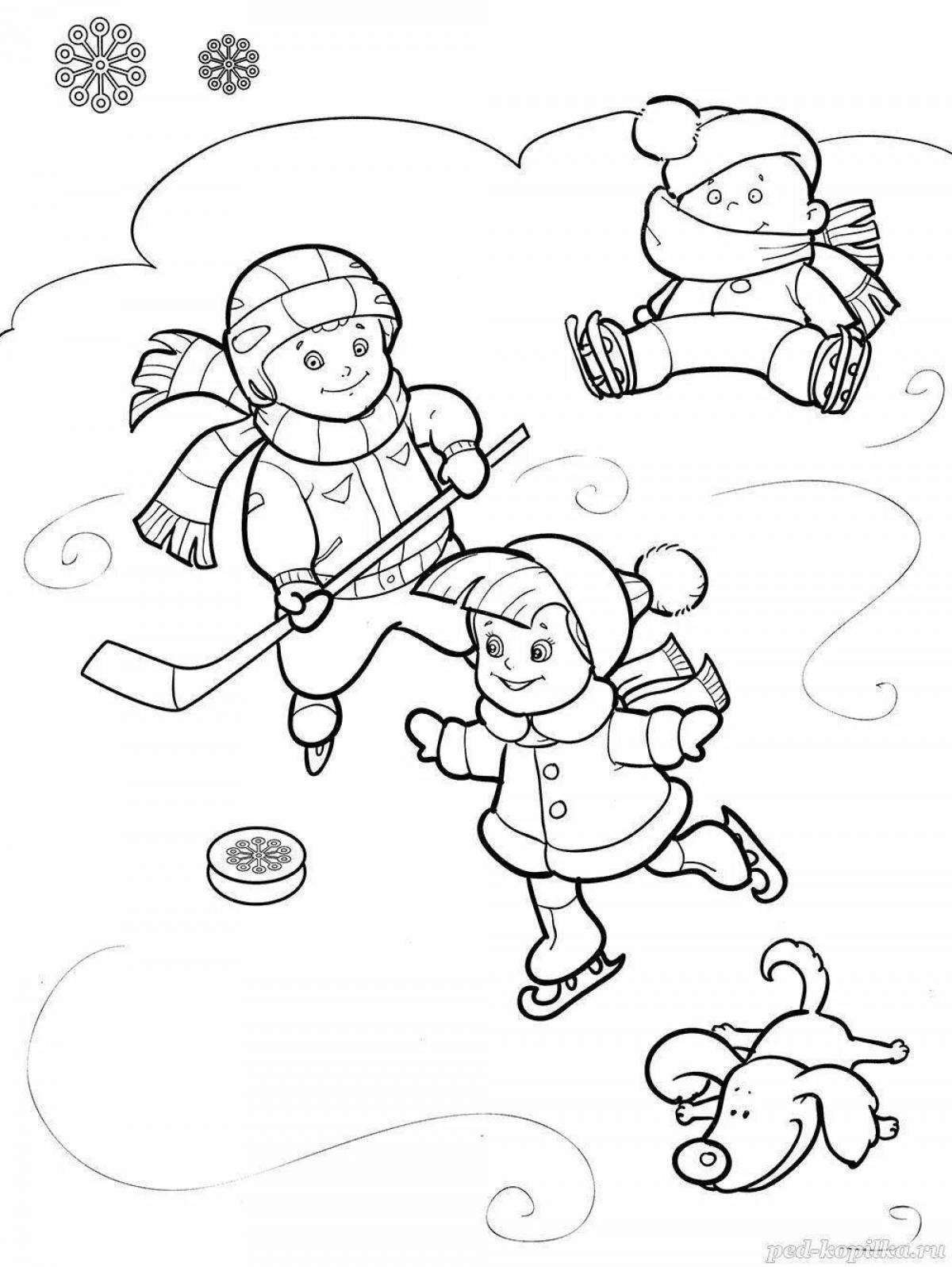 Раскраска для детей «бой в снежки»