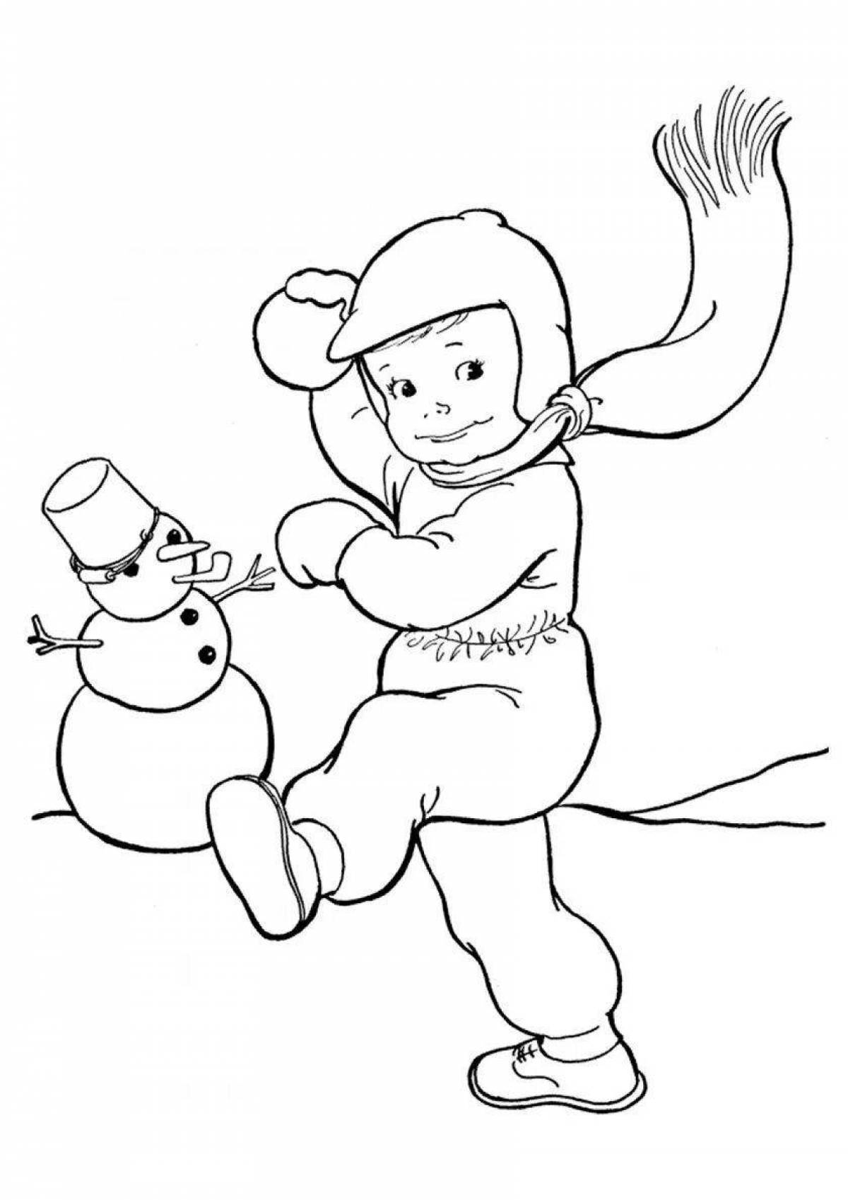Glowing snowballs coloring book for kids