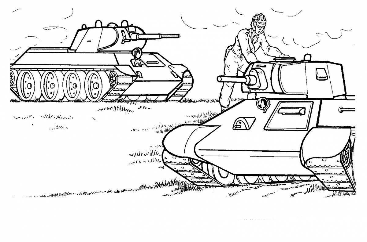 Увлекательная раскраска солдат и танков для детей