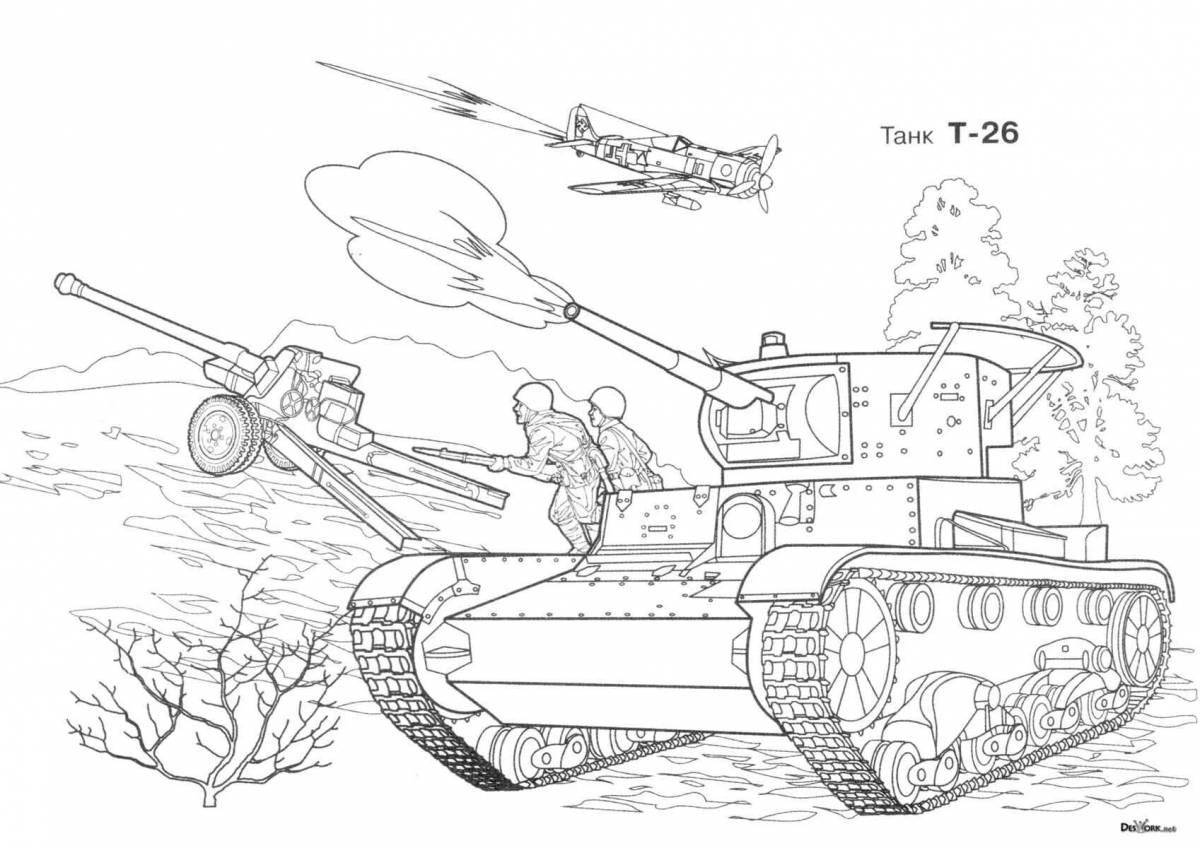 Cute soldier and tank coloring pages for kids