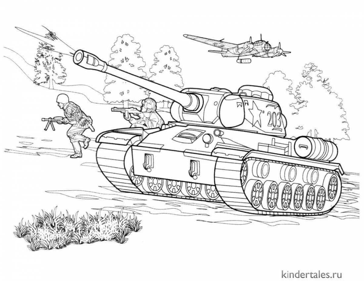 Привлекательный солдат и танк раскраски для детей