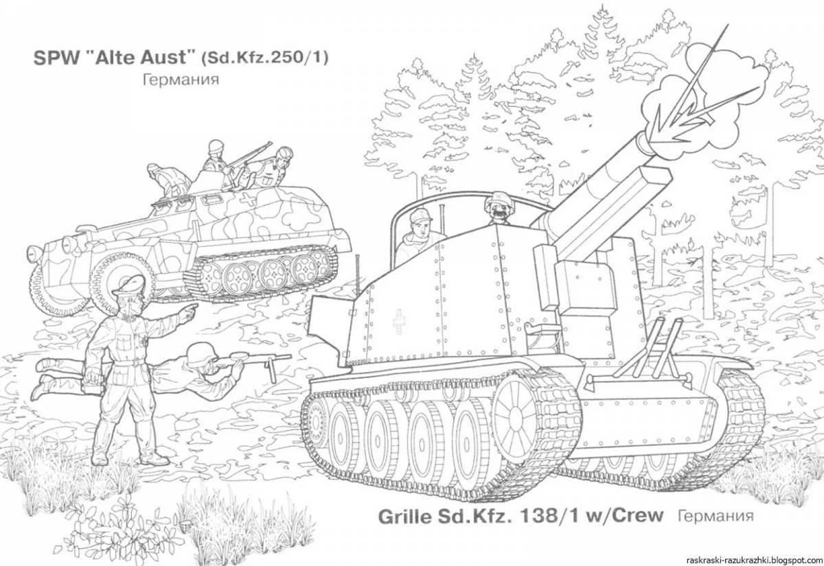 Adorable soldier and tank coloring pages for kids